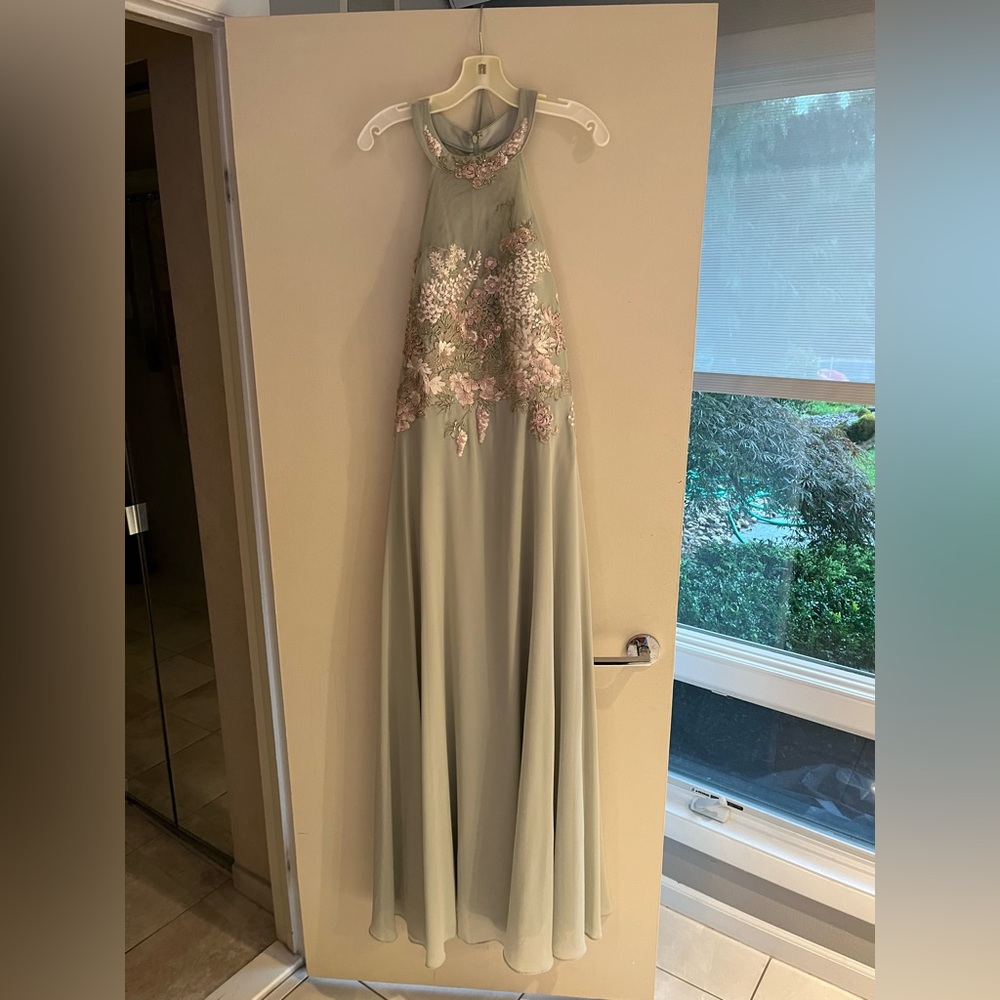 Beautiful dress purchased as a bridesmaids dress. NO RIPS OR TEARS
